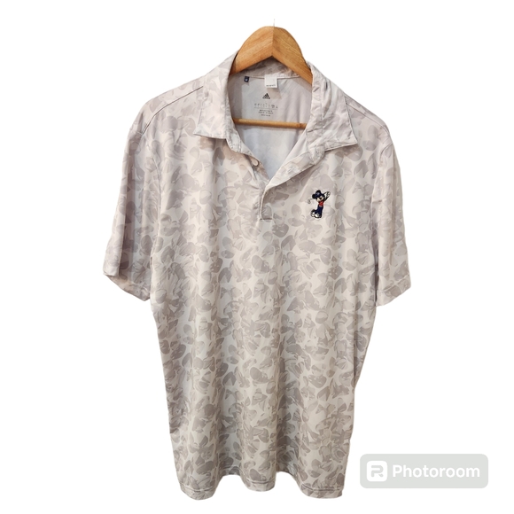 Adidas Polo Shirt Mens Large Gray Disney Mickey Mouse Golf Prisma Performance - Picture 2 of 13